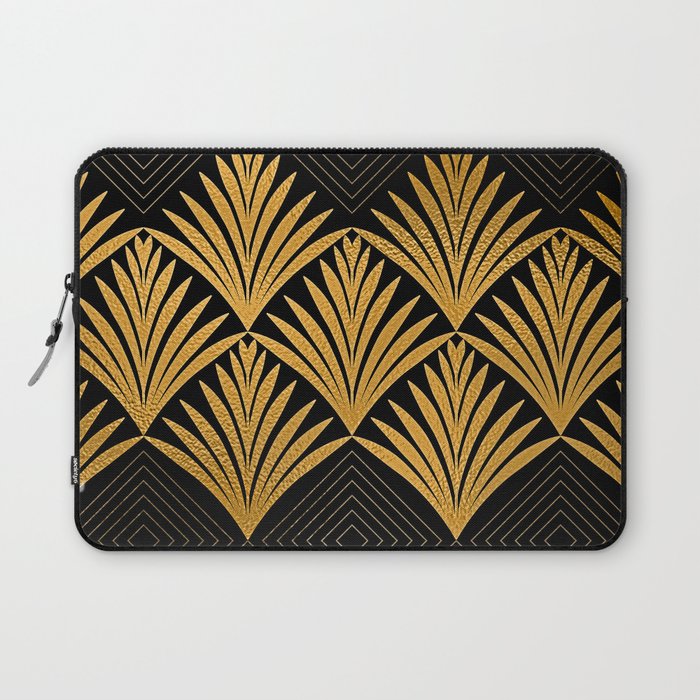 Art Deco Luxurious Gold and Ebony Black Elegant Design Laptop Sleeve Gallery Image 1