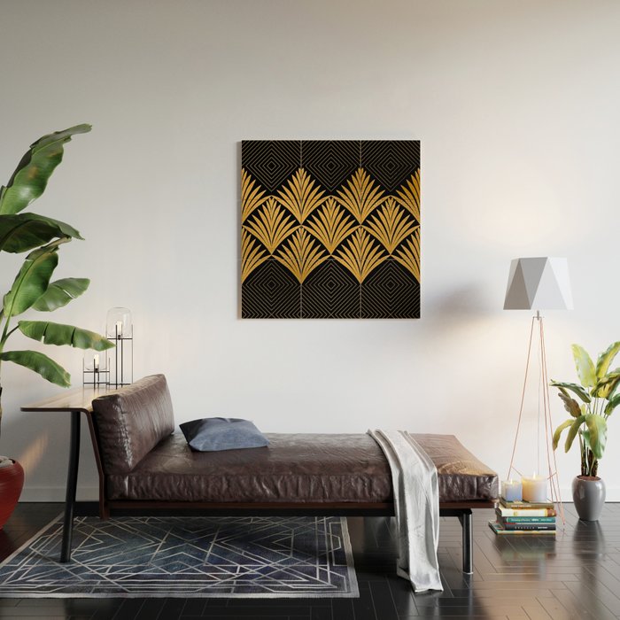 Art Deco Luxurious Gold and Ebony Black Elegant Design Wood Wall Art Gallery Image 2