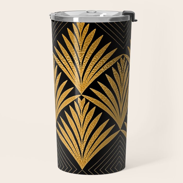 Art Deco Luxurious Gold and Ebony Black Elegant Design Travel Mug Gallery Image 2