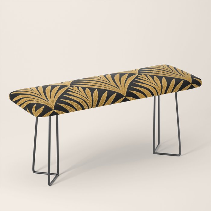 Art Deco Luxurious Gold and Ebony Black Elegant Design Bench Gallery Image 1