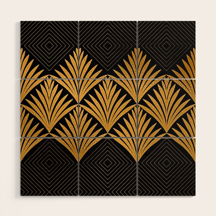Art Deco Luxurious Gold and Ebony Black Elegant Design Wood Wall Art Gallery Image 1