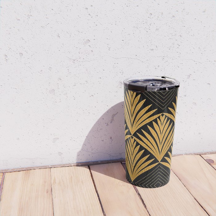 Art Deco Luxurious Gold and Ebony Black Elegant Design Travel Mug Gallery Image 4