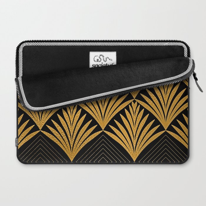 Art Deco Luxurious Gold and Ebony Black Elegant Design Laptop Sleeve Gallery Image 2