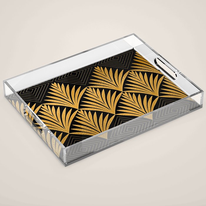 Art Deco Luxurious Gold and Ebony Black Elegant Design Acrylic Tray Gallery Image 1