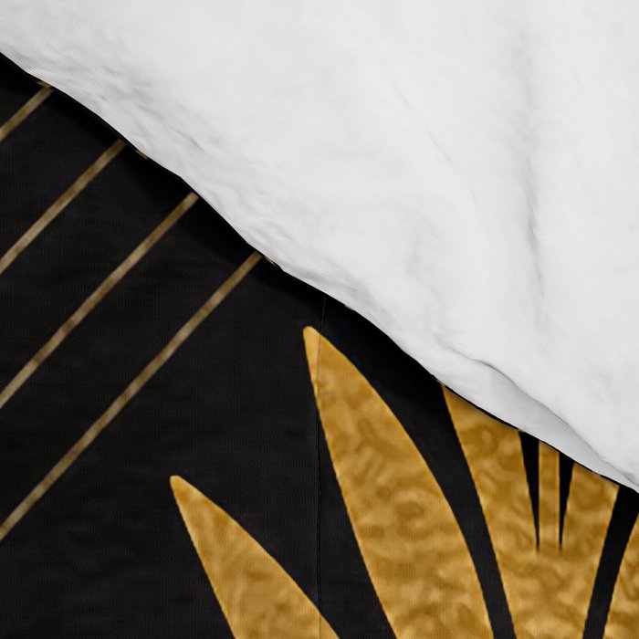 Art Deco Luxurious Gold and Ebony Black Elegant Design Comforter Gallery Image 4