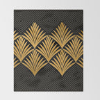 Art Deco Luxurious Gold and Ebony Black Elegant Design Throw Blanket Gallery Image 2