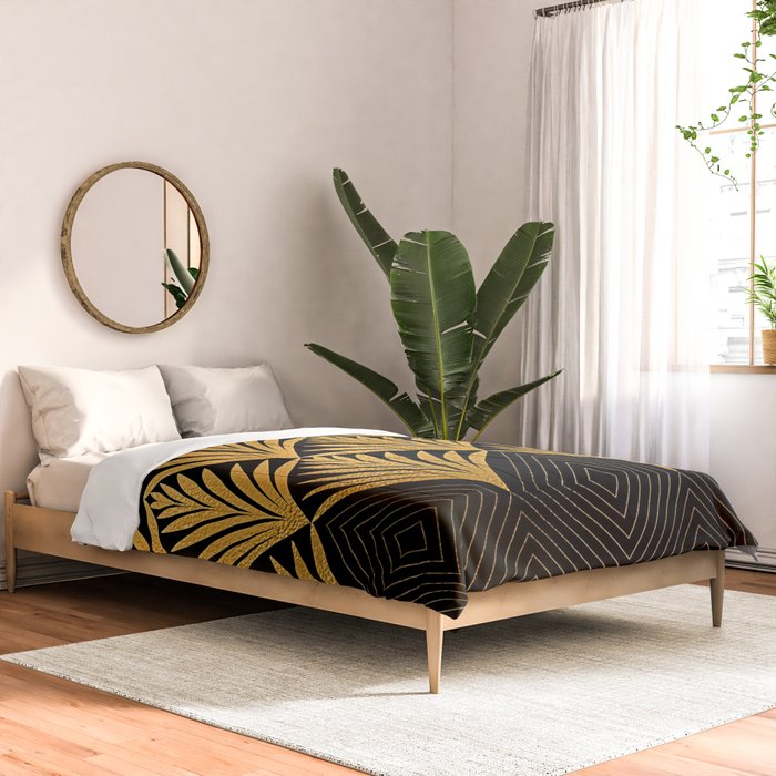 Art Deco Luxurious Gold and Ebony Black Elegant Design Comforter Gallery Image 2