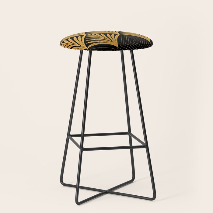 Art Deco Luxurious Gold and Ebony Black Elegant Design Stool Gallery Image 1