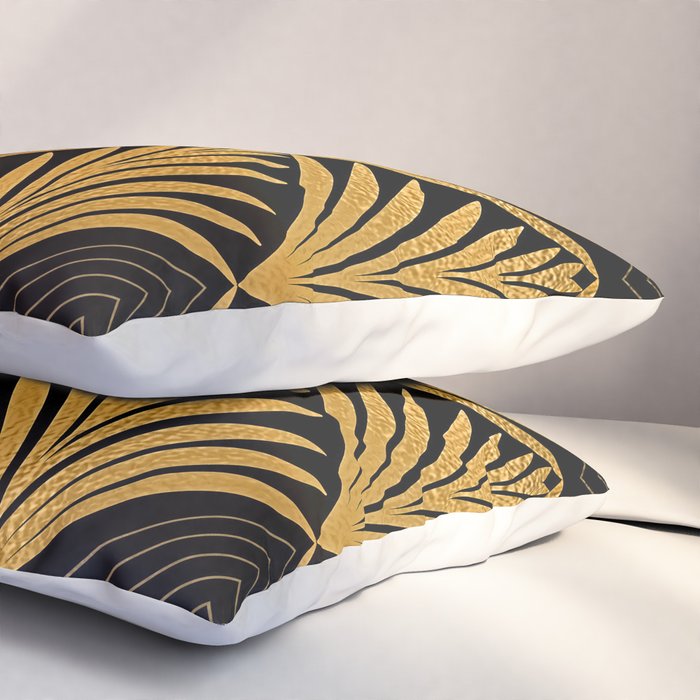 Art Deco Luxurious Gold and Ebony Black Elegant Design Pillow Sham Gallery Image 3