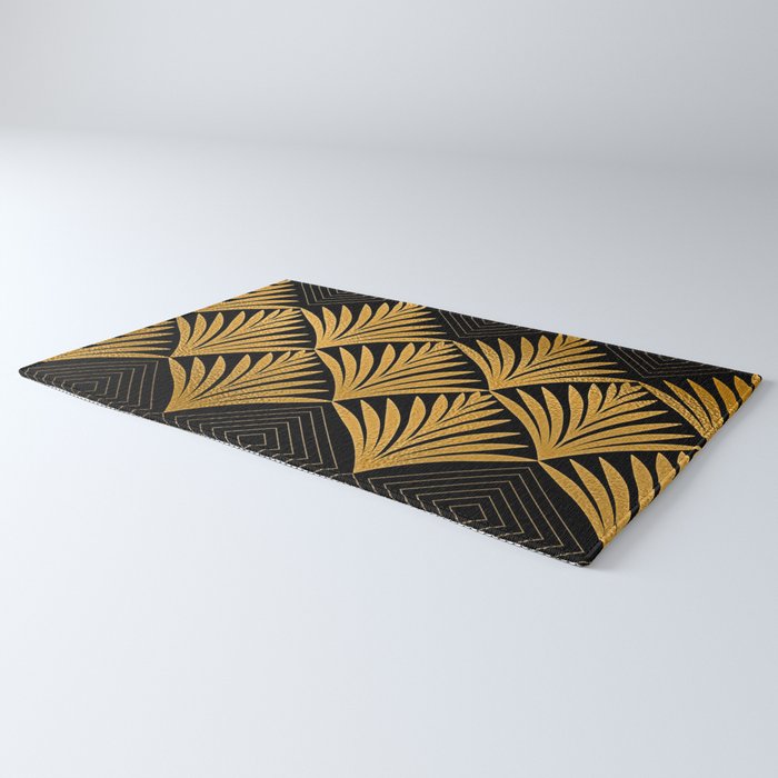 Art Deco Luxurious Gold and Ebony Black Elegant Design Rug Gallery Image 3