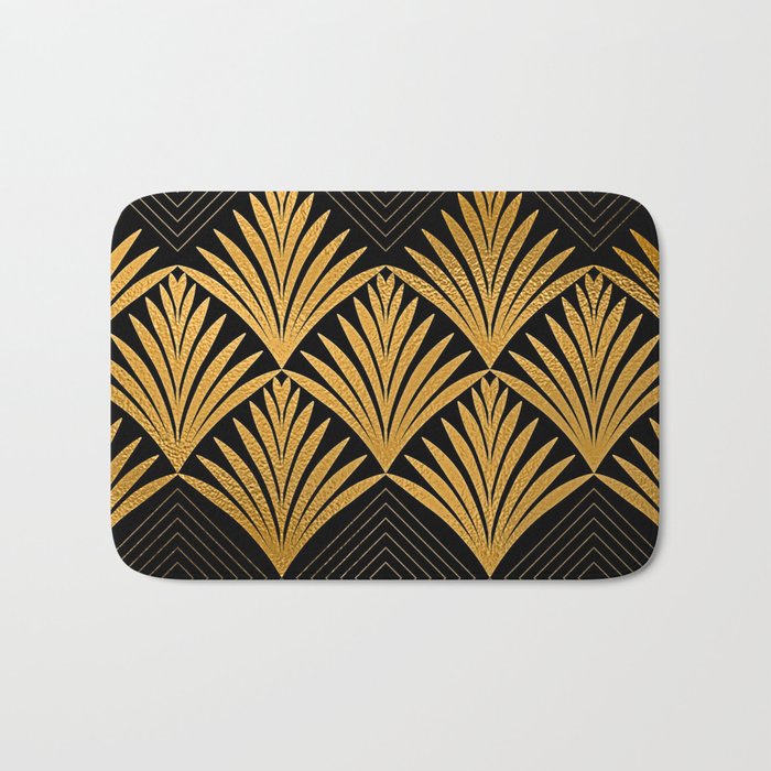 Art Deco Luxurious Gold and Ebony Black Elegant Design Bath Mat Gallery Image 1