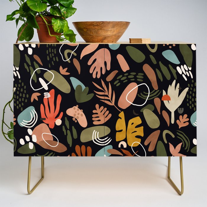 Abstract shapes of dark modern nature Credenza Gallery Image 1
