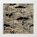 Wildlife Safari Savannah black ´n white Wood Wall Art Gallery Image 1