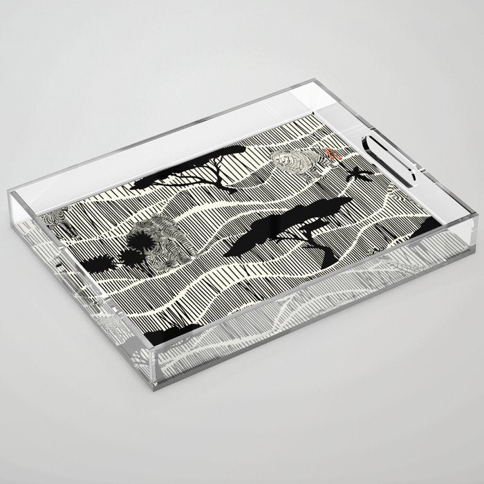 Wildlife Safari Savannah black ´n white Acrylic Tray Gallery Image 1