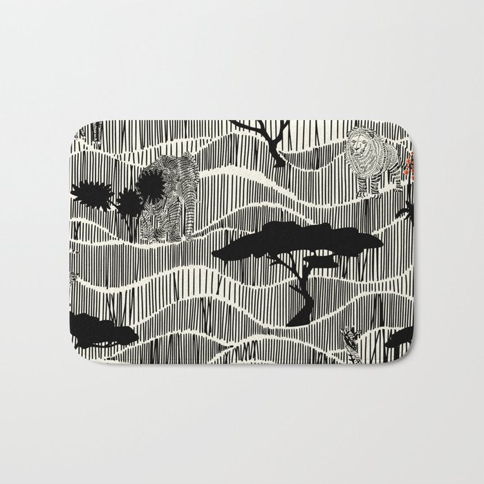 Wildlife Safari Savannah black ´n white Bath Mat Gallery Image 1