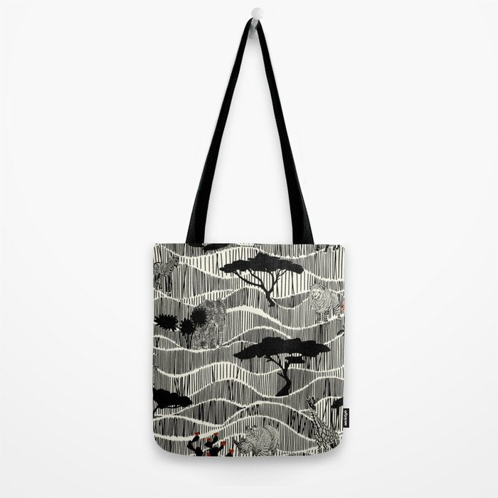 Wildlife Safari Savannah black ´n white Tote Bag Gallery Image 2