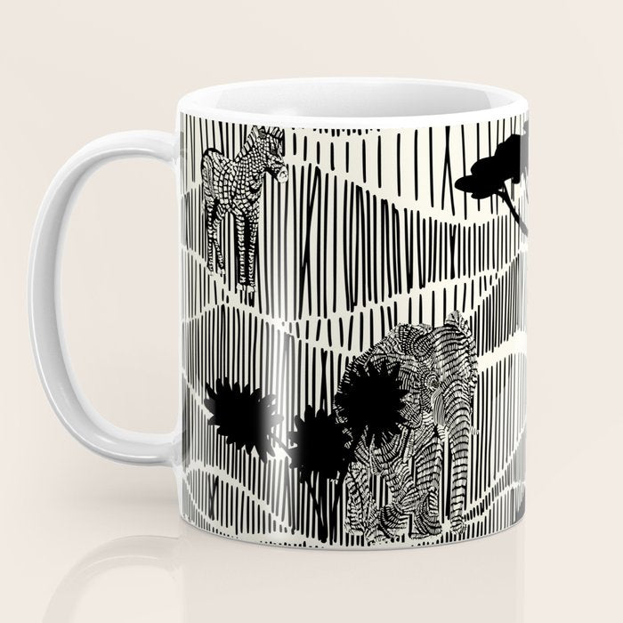Wildlife Safari Savannah black ´n white Coffee Mug Gallery Image 3