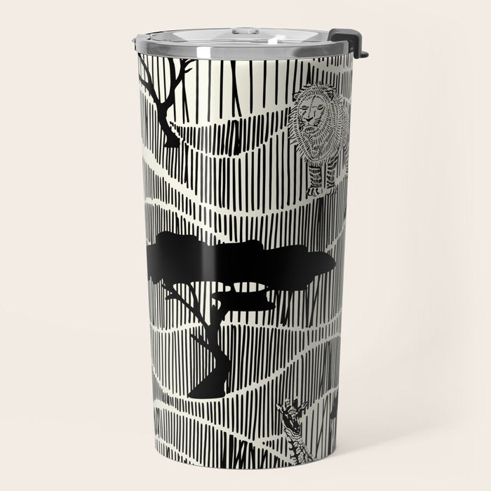 Wildlife Safari Savannah black ´n white Travel Mug Gallery Image 2