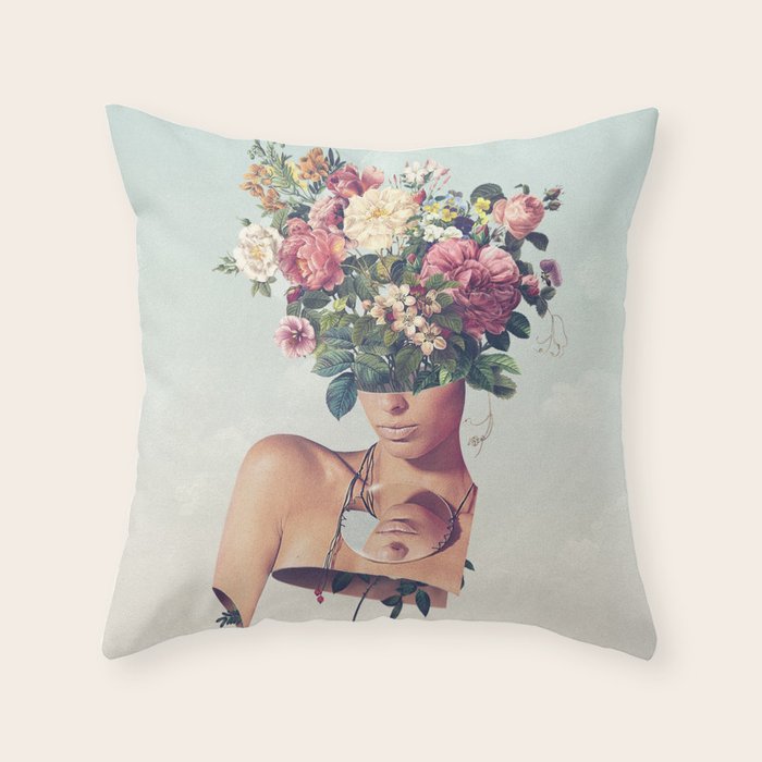 Flower-ism - Bouquet Pot Head Throw Pillow Gallery Image 6