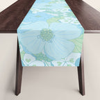 Light Blue Pastel Vintage Floral Pattern Table Runner Gallery Image 1