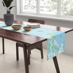 Light Blue Pastel Vintage Floral Pattern Table Runner Gallery Image 2
