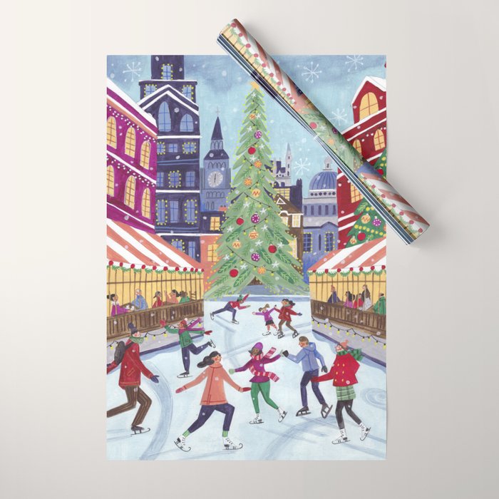 Skating in London Wrapping Paper Gallery Image 1