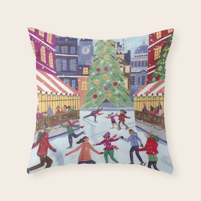 Skating in London Throw Pillow Gallery Image 6