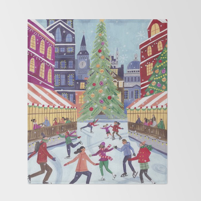 Skating in London Throw Blanket Gallery Image 2