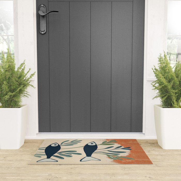 Two Swimming Fish Welcome Mat Gallery Image 3