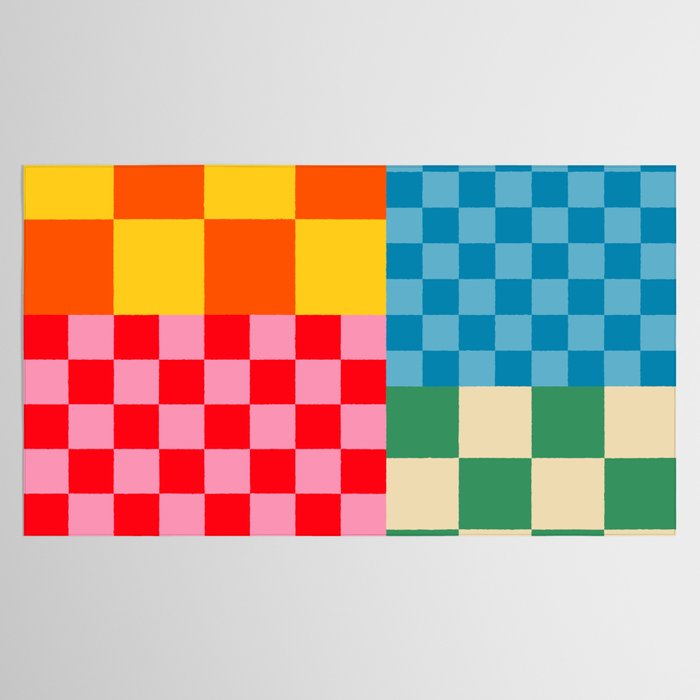 Blocks of Mixed Checkered Colorful Plaids geometric pattern Tablecloth Gallery Image 2