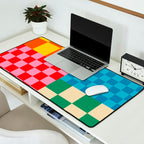 Blocks of Mixed Checkered Colorful Plaids geometric pattern Desk Mat Gallery Image 2
