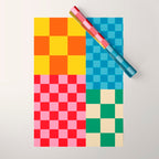 Blocks of Mixed Checkered Colorful Plaids geometric pattern Wrapping Paper Gallery Image 1