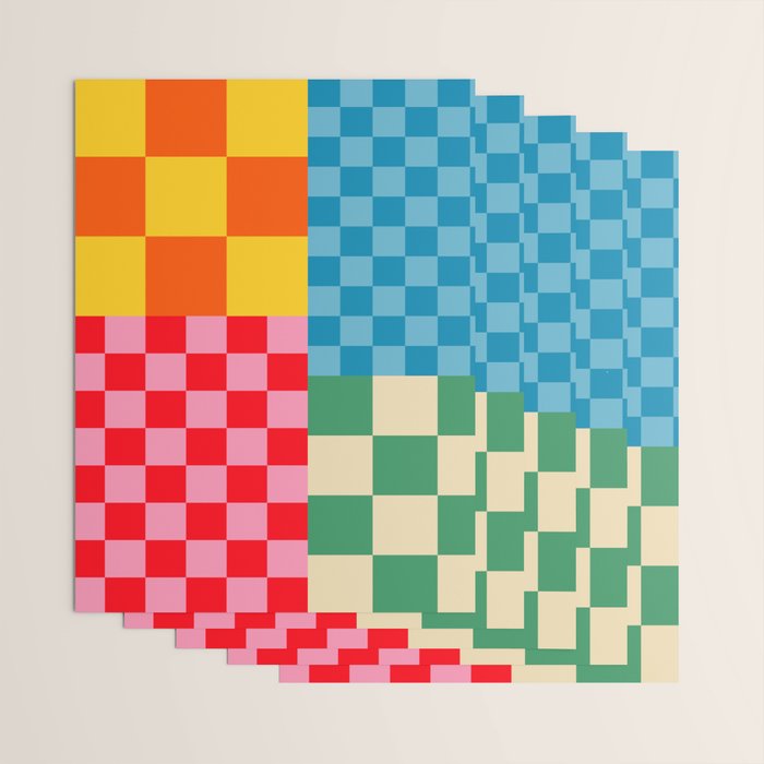 Blocks of Mixed Checkered Colorful Plaids geometric pattern Wrapping Paper Gallery Image 3