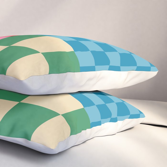 Blocks of Mixed Checkered Colorful Plaids geometric pattern Pillow Sham Gallery Image 3