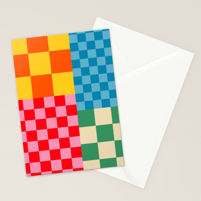 Blocks of Mixed Checkered Colorful Plaids geometric pattern Stationery Card Gallery Image 2