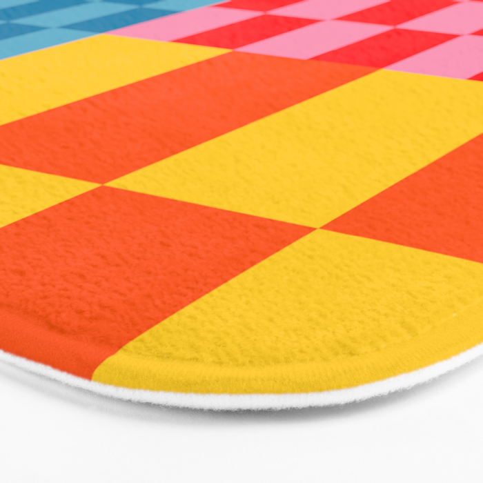 Blocks of Mixed Checkered Colorful Plaids geometric pattern Bath Mat Gallery Image 3