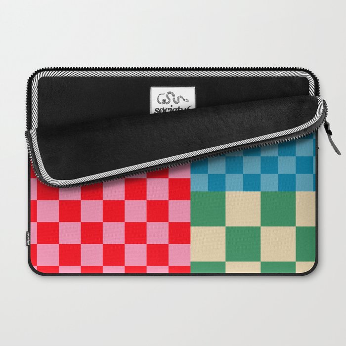 Blocks of Mixed Checkered Colorful Plaids geometric pattern Laptop Sleeve Gallery Image 2