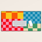 Blocks of Mixed Checkered Colorful Plaids geometric pattern Desk Mat Gallery Image 1