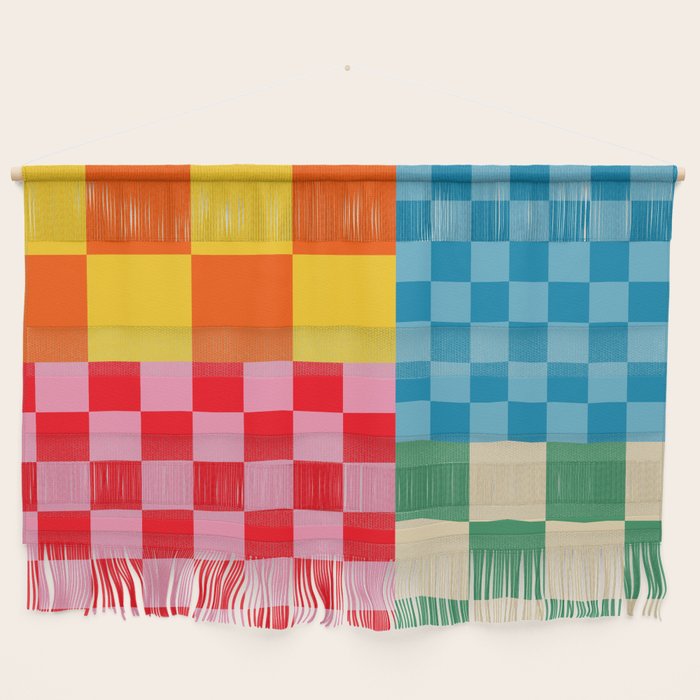 Blocks of Mixed Checkered Colorful Plaids geometric pattern Wall Hanging Gallery Image 1