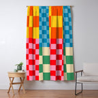 Blocks of Mixed Checkered Colorful Plaids geometric pattern Window Curtain Gallery Image 5