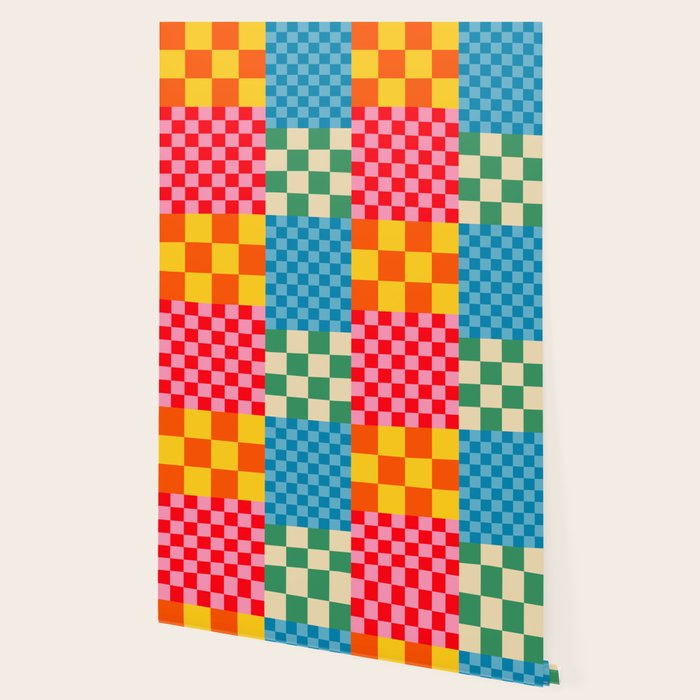 Blocks of Mixed Checkered Colorful Plaids geometric pattern Wallpaper Gallery Image 2