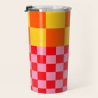 Blocks of Mixed Checkered Colorful Plaids geometric pattern Travel Mug Gallery Image 3