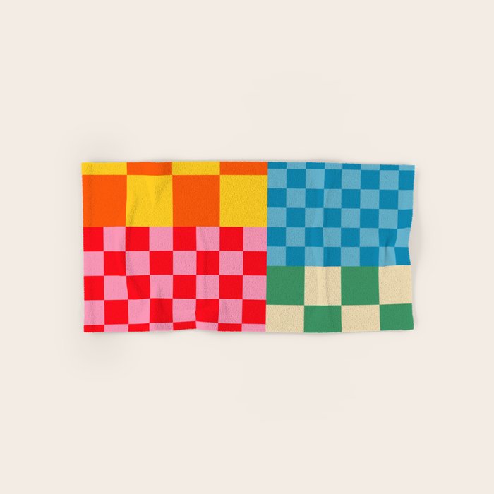 Blocks of Mixed Checkered Colorful Plaids geometric pattern Bath Towel Gallery Image 1