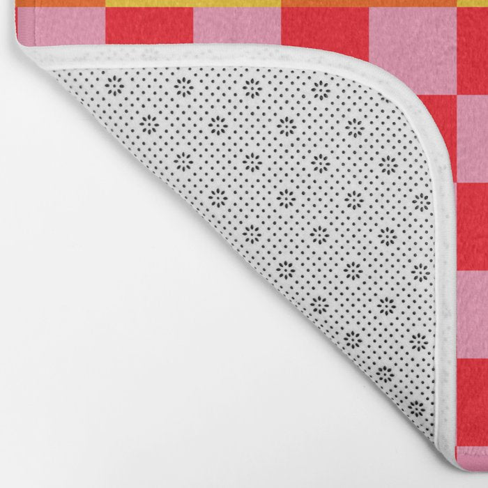 Blocks of Mixed Checkered Colorful Plaids geometric pattern Bath Mat Gallery Image 2