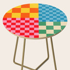 Blocks of Mixed Checkered Colorful Plaids geometric pattern Side Table Gallery Image 2