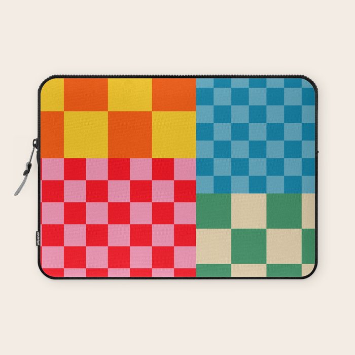 Blocks of Mixed Checkered Colorful Plaids geometric pattern Laptop Sleeve Gallery Image 1