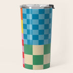 Blocks of Mixed Checkered Colorful Plaids geometric pattern Travel Mug Gallery Image 2