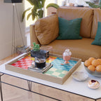 Blocks of Mixed Checkered Colorful Plaids geometric pattern Serving Tray Gallery Image 2