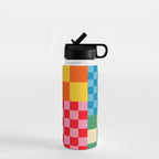 Blocks of Mixed Checkered Colorful Plaids geometric pattern Water Bottle Gallery Image 1