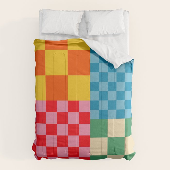 Blocks of Mixed Checkered Colorful Plaids geometric pattern Comforter Gallery Image 6